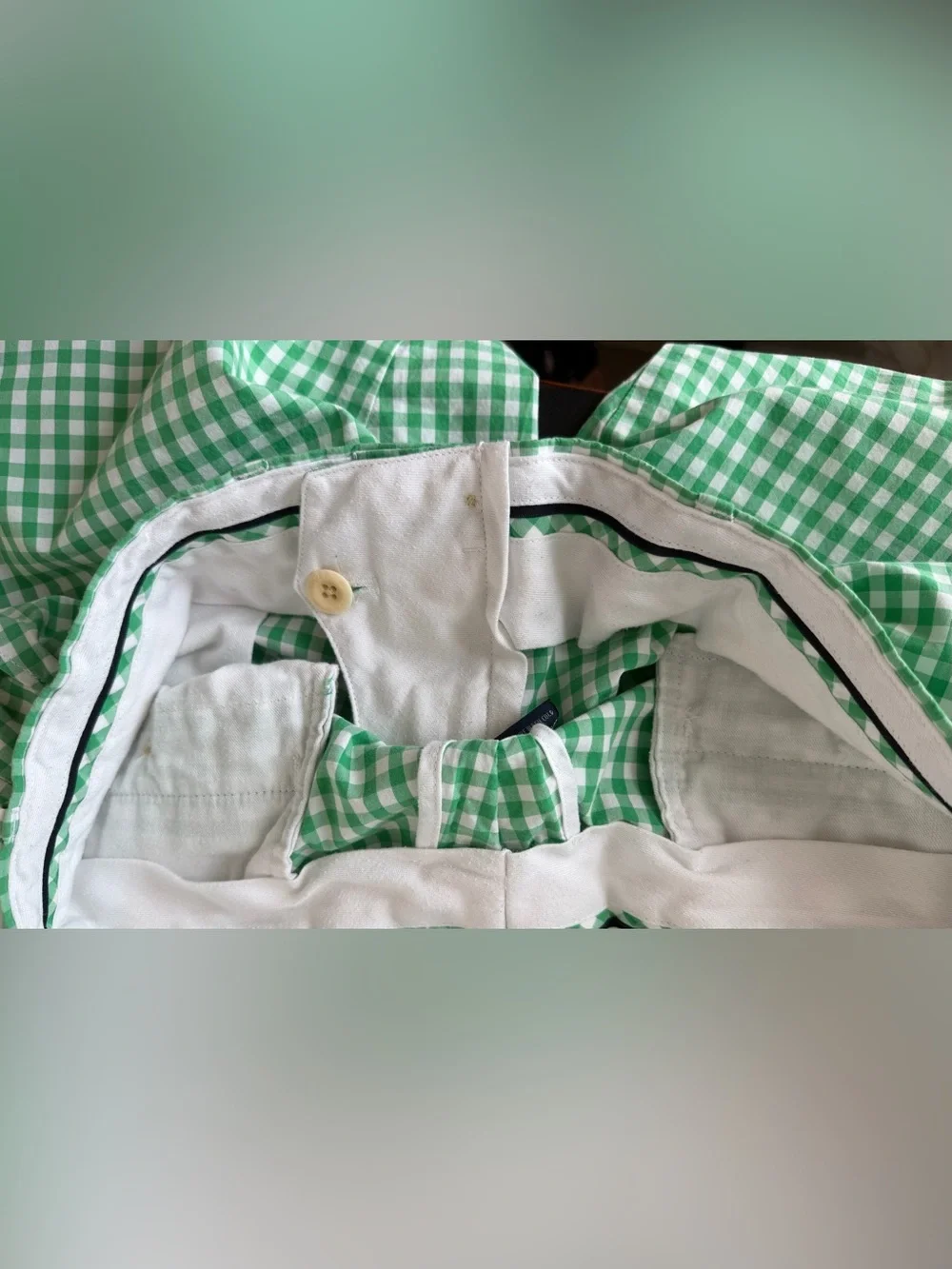 Polo Golf White Green Gingham Shorts RL Preppy Size 36